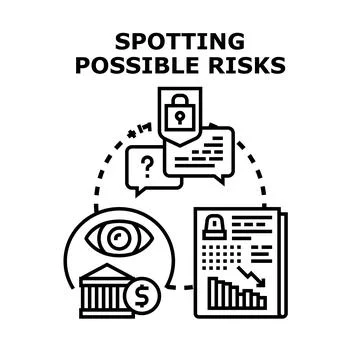 Analyzing business risk, financial security, and problem solutions Illustrazione stock