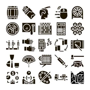 Analyzing business science technology and industry icons collection 스톡 일러스트