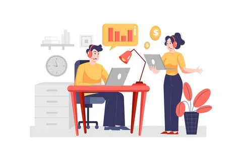 Analyzing the call data illustration concept Illustrazione stock