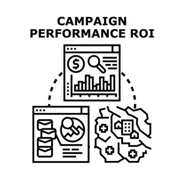 Analyzing campaign performance and return on investment Stock Illustration