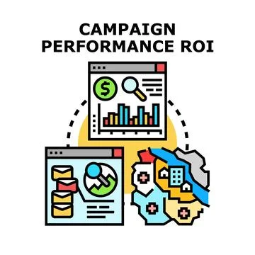 Analyzing campaign performance and return on investment Stock Illustration