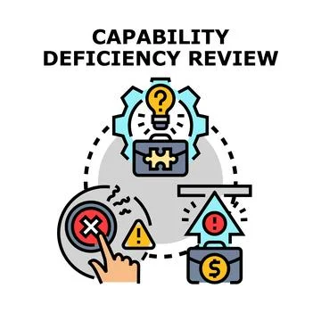 Analyzing capability deficiency and performance review process Stock Illustration