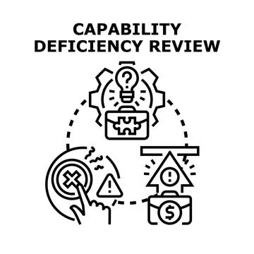Analyzing capability deficiency and performance review process Stock Illustration