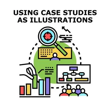 Analyzing case studies for research and problem solving Stock Illustration