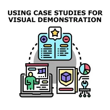 Analyzing case studies for visual business demonstration Stock Illustration