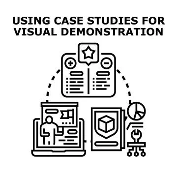 Analyzing case studies for visual business demonstration Stock Illustration