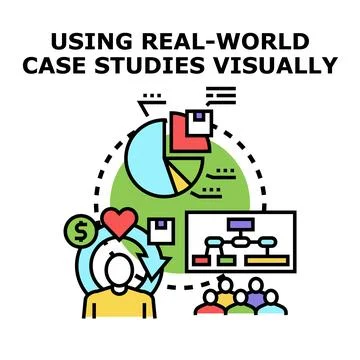 Analyzing case studies visually for business analytics Stock Illustration