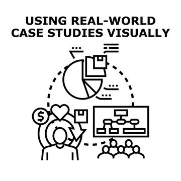 Analyzing case studies visually for business analytics Stock Illustration