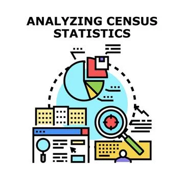 Analyzing census statistics data research process Stock Illustration