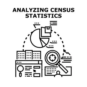 Analyzing census statistics data research process Stock Illustration