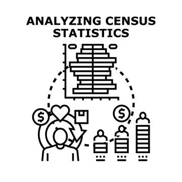 Analyzing census statistics for demographic data research Stock Illustration