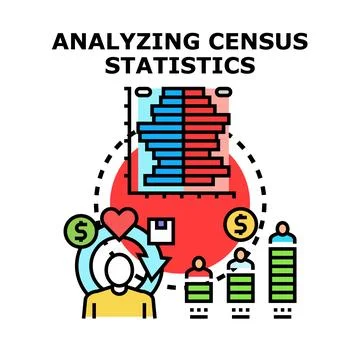 Analyzing census statistics for demographic data research Stock Illustration