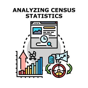 Analyzing census statistics for population data strategy Illustrazione stock