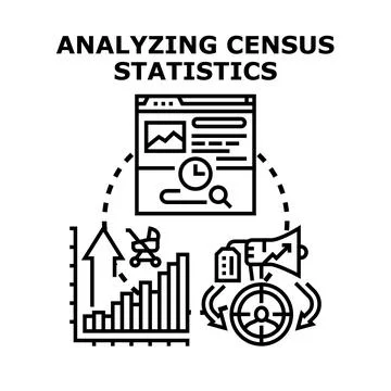 Analyzing census statistics for population data strategy Stock Illustration