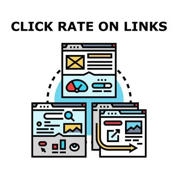 Analyzing click rate on links for web analytics Stock Illustration