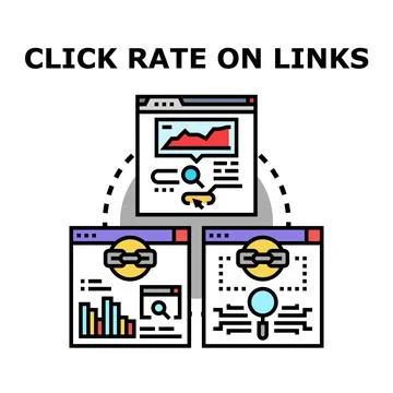 Analyzing click rate on links for web optimization Illustrazione stock
