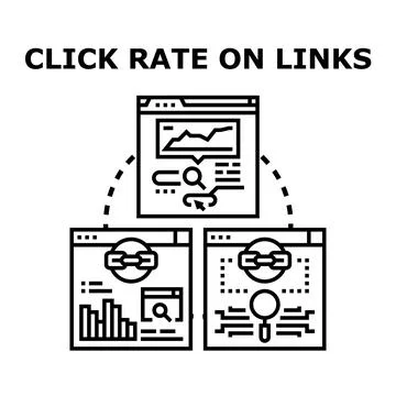 Analyzing click rate on links for web optimization Illustrazione stock