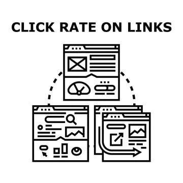 Analyzing click rate on links for web analytics Stock Illustration