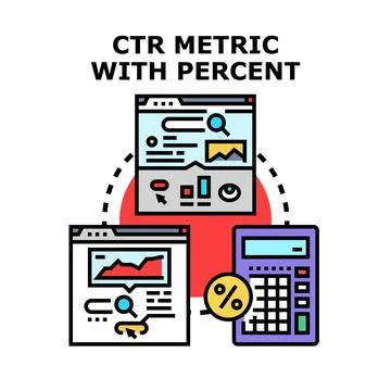 Analyzing click through rate metric percent calculation Stockillustratie