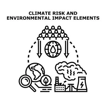 Analyzing climate risk and environmental impact elements Stock Illustration