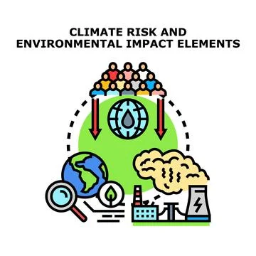 Analyzing climate risk and environmental impact elements Illustrazione stock