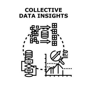 Analyzing collective data insights and business intelligence Stock Illustration