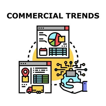 Analyzing commercial trends for business analytics data Illustrazione stock