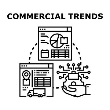 Analyzing commercial trends for business analytics data Stock Illustration