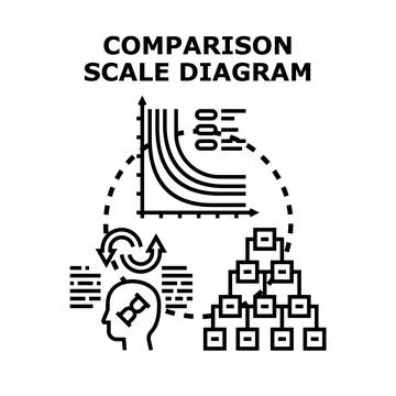 Analyzing comparison scale diagram for business decision making Stock Illustration