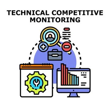 Analyzing competitive data and technical monitoring strategy Stock Illustration