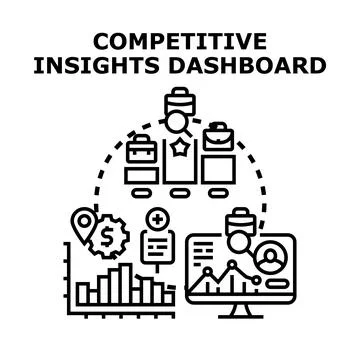 Analyzing competitive insights dashboard with business intelligence data Stock Illustration