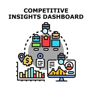 Analyzing competitive insights dashboard with business intelligence data Illustrazione stock