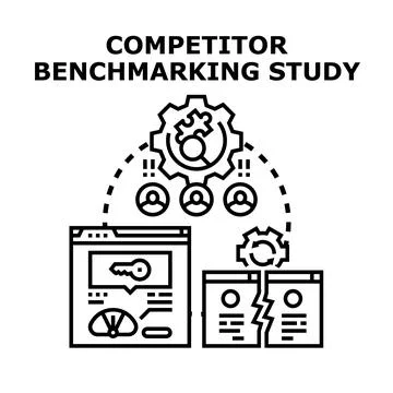 Analyzing competitor benchmarking study for strategic business growth 库存插图