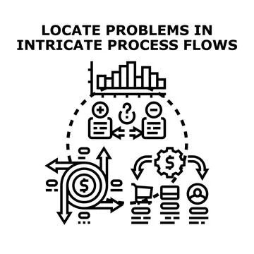 Analyzing complex business process flow problems 스톡 일러스트