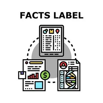 Analyzing complex data facts and information labels Stock Illustration