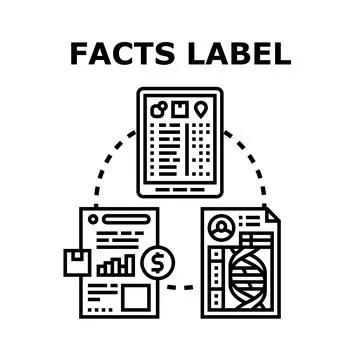 Analyzing complex data facts and information labels Stock Illustration
