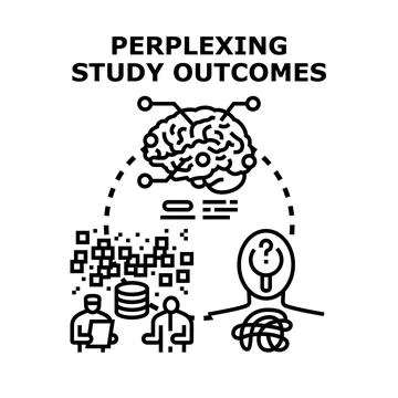 Analyzing complex data outcomes causing confusion and uncertainty Stock Illustration