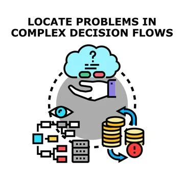 Analyzing complex decision flows and identifying problems 스톡 일러스트