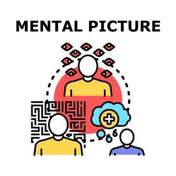 Analyzing complex information forming mental pictures thinking process Stock Illustration