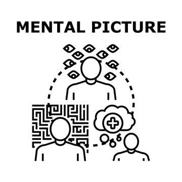 Analyzing complex information forming mental pictures thinking process Stock Illustration