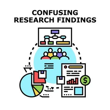 Analyzing complex research findings with data and team Stock Illustration