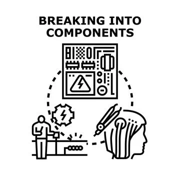 Analyzing complex system breaking into individual components Stock Illustration
