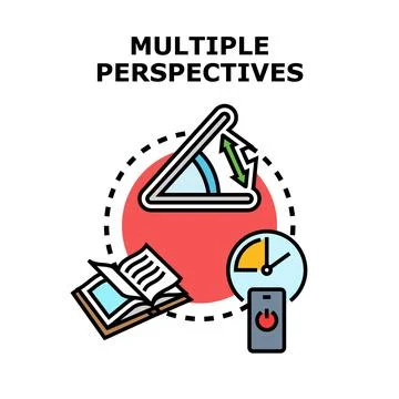 Analyzing concepts multiple perspectives information and time Stockillustratie