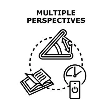 Analyzing concepts multiple perspectives information and time Stockillustratie