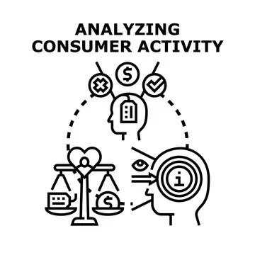 Analyzing consumer activity and buying behavior concept Illustrazione stock