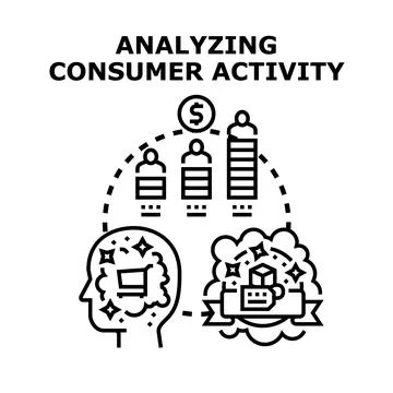 Analyzing consumer activity data for marketing insights Stock Illustration