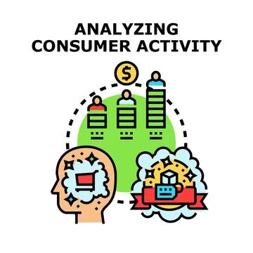 Analyzing consumer activity data for marketing insights 스톡 일러스트
