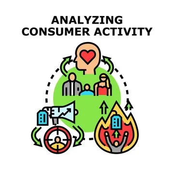 Analyzing consumer activity marketing strategy concept Illustrazione stock