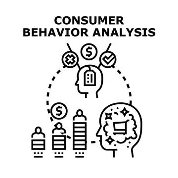 Analyzing consumer behavior and marketing strategy dynamics Stock Illustration