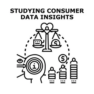 Analyzing consumer data insights for marketing strategy and business growth Stock Illustration